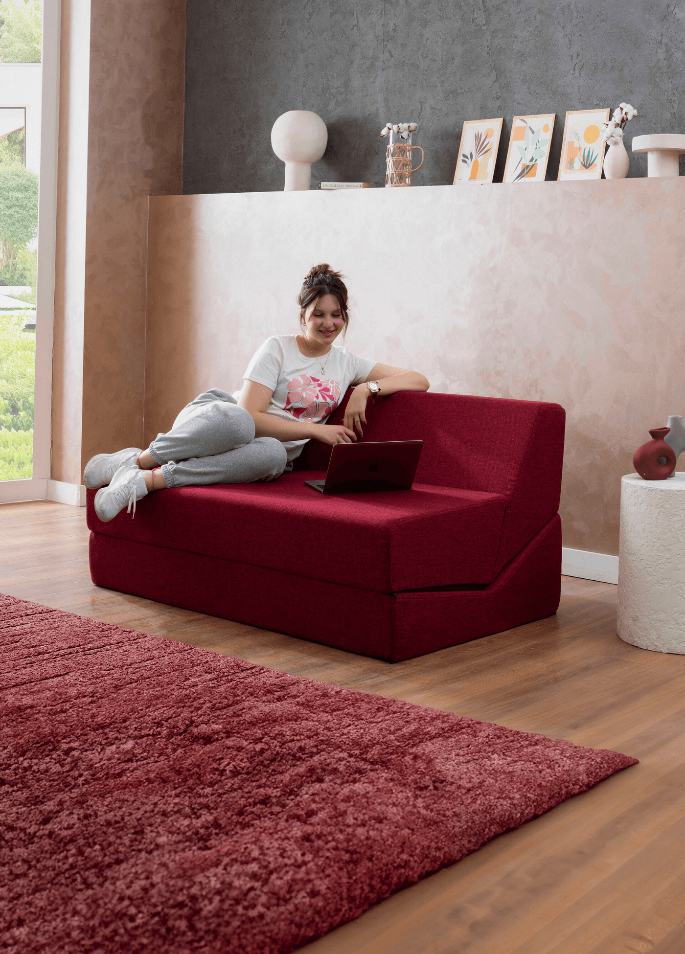 Pisa Sofa Burgundy - Sofa Luz